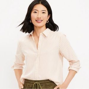 New, never worn with tags. LOFT Striped Everyday Shirt in soft terracotta.